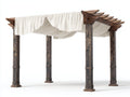 Pavillon Holz 350x300x240 cm - Dunkelbraun und Creme - mit Stoffdach