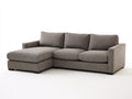 Ecksofa aus Strukturstoff 260x160x82 cm - Taupe und Dunkelbraun - mit Ottomane und breiten Armlehnen