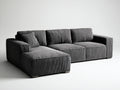 Ecksofa aus Cordstoff 280x170x85 cm - Dunkelgrau - mit Ottomane und breiten Armlehnen