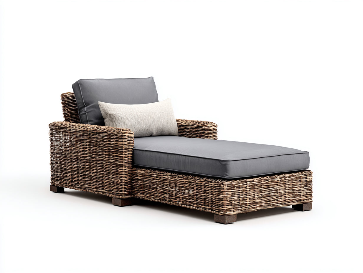 Sonnenliege aus Polyrattan 165x75x80 cm - Braun-Grau - breite Relaxliege für Garten und Terrasse