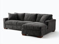 Ecksofa aus Cordstoff 300x180x84 cm - Anthrazit und Braun - mit Ottomane und breiten Armlehnen