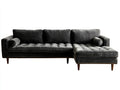 Ecksofa aus Cordstoff 285x175x82 cm - Dunkelgrau und Braun - mit Ottomane und gestepptem Sitz
