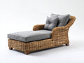 Sonnenliege aus Rattangeflecht 190 x 90 x 95 cm - Naturfarben und Grau - Geschwungenes Design für Garten und Terrasse