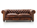 Gerades Sofa in Lederoptik 220 x 96 x 78 cm - Braun - Chesterfield Design für das Wohnzimmer