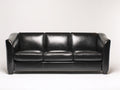Gerades Sofa aus Kunstleder 220 x 90 x 85 cm - Schwarz - Klassisches 3-Sitzer Polsterdesign für das Wohnzimmer