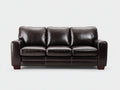 Gerades Sofa Kunstleder 210x90x88 cm - Dunkelbraun-Holzbraun - 3-Sitzer Wohnzimmersofa mit breiten Armlehnen für Wohnzimmer