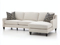 Ecksofa Stoff 250x155x82 cm - Creme-Schwarz - Modernes Wohnzimmersofa mit Liegefläche für Wohnzimmer