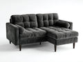 Ecksofa Cordstoff 250x160x82 cm - Dunkelgrau-Schwarz - modernes Loungedesign mit Steppung