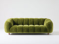 Gerades Sofa 3 Sitzer aus Samtstoff 230x95x78 cm - Olivgrün und Holzbraun - mit gerundeten Armlehnen