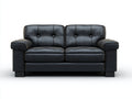 Gerades Sofa mit Kunstlederbezug 185x90x88 cm - Schwarz - 2-Sitzer mit Knopfheftung im klassischen Stil