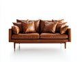 Gerades Sofa 3 Sitzer Lederoptik 230x88x82 cm - Cognacbraun-Dunkelbraun - modernes Design mit Holzbeinen