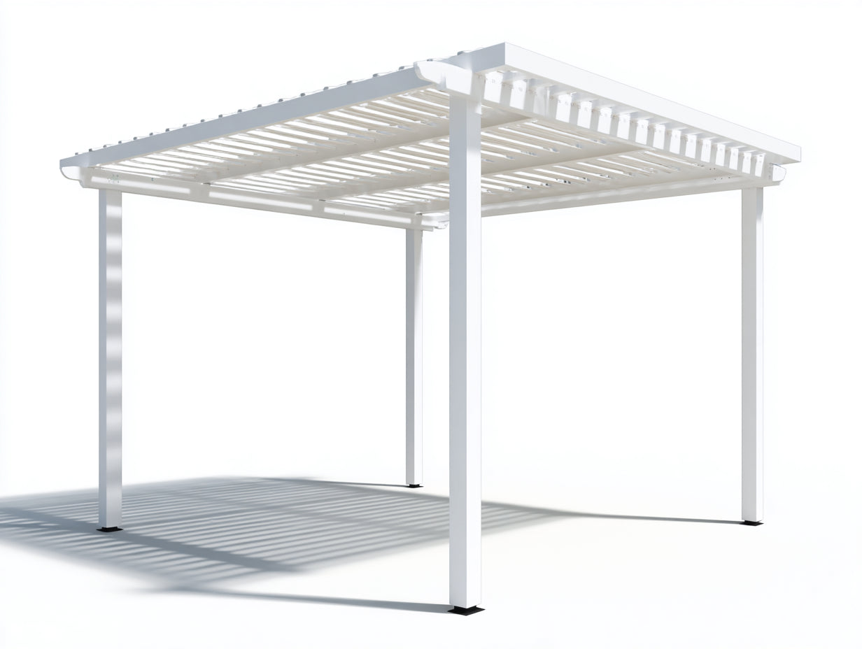 Pavillon Metall 300x300x250 cm - Weiß - Lamellendach für Garten und Terrasse