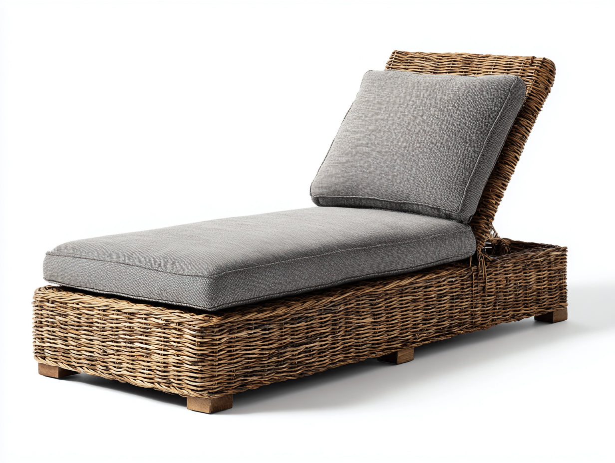 Sonnenliege aus Polyrattan 200 x 75 x 95 cm - Braun und Grau - Verstellbare Rückenlehne für Garten und Terrasse