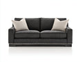 Gerades Sofa mit Webstoffbezug 195x90x85 cm - Dunkelgrau und Schwarz - 2-Sitzer mit Ziernägeln im modernen Stil