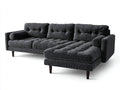 Ecksofa Cordstoff 300x180x82 cm - Dunkelgrau-Schwarz - modernes Loungedesign mit Steppung
