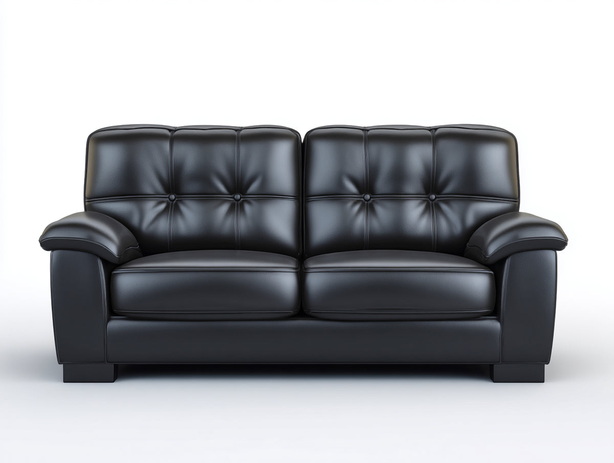 Gerades Sofa 2-Sitzer in Lederoptik 170x88x88 cm - Schwarz - mit gepolsterten Armlehnen und Stepplehne